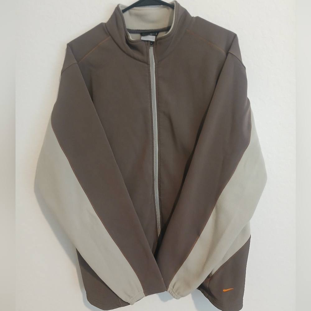 Vtg Nike Brown and Tan Windbreaker Color-Block Design Mens Large
